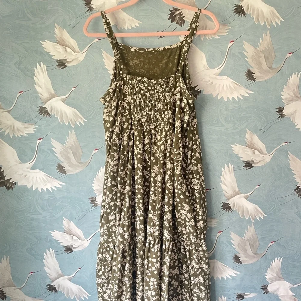 Gap green ditsy floral Apron neck dress size XXL Kids